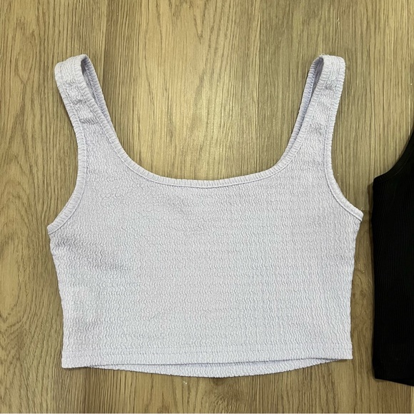 SHEIN Smocked & Ribbed Cropped Tank Set Purple and Black Size Small - Picture 2 of 8
